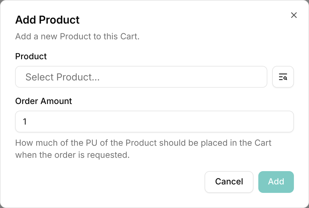 Add product dialog
